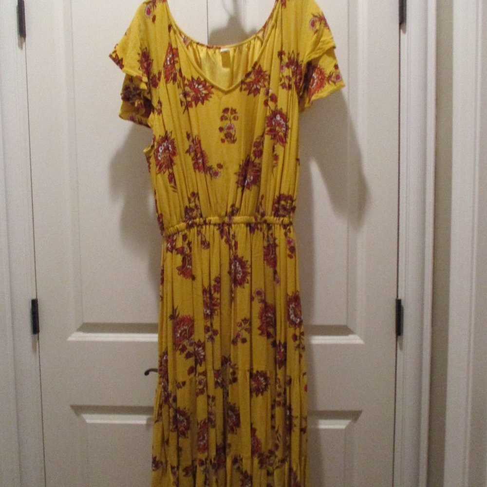 Old Navy dress - gold with orange flowers